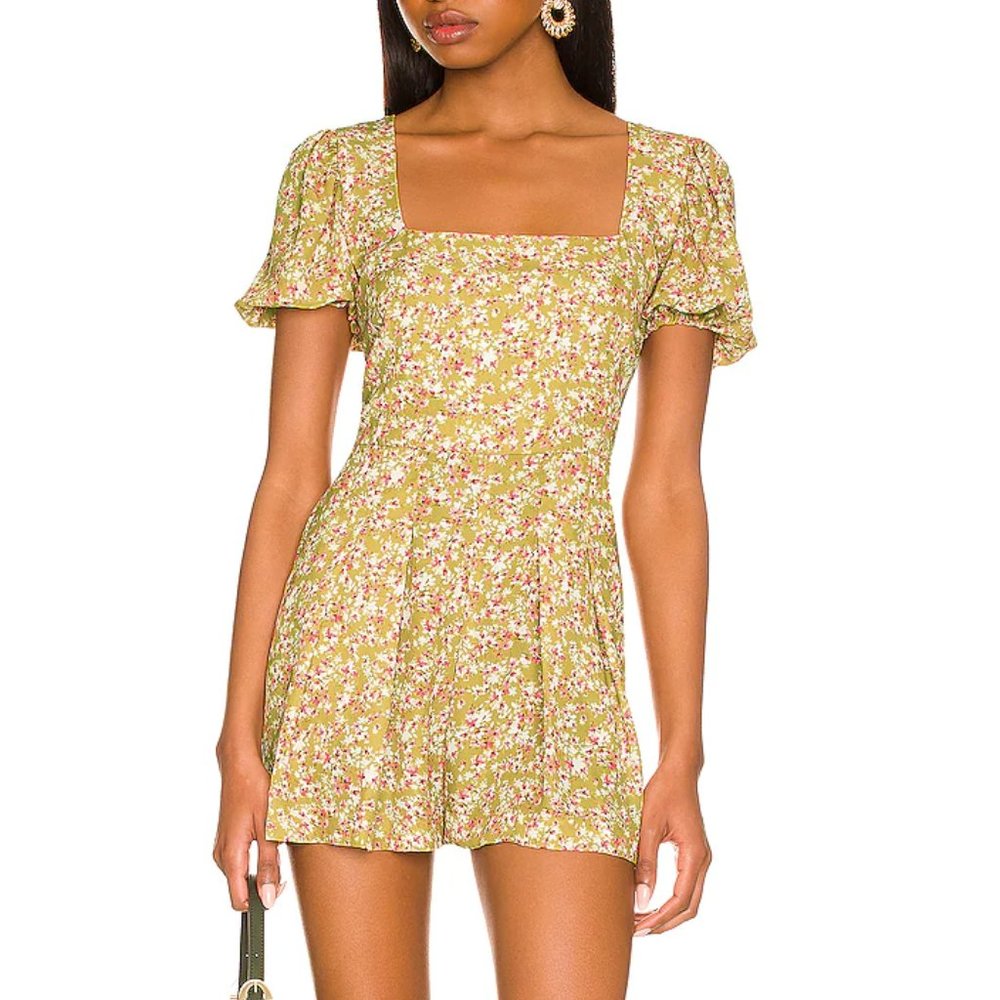Resa Penelope Floral Romper - Green - Size Small